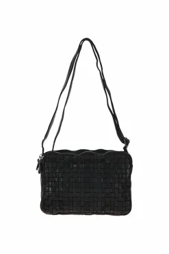 Shoulder Bags*Ashwood Leather Perfezione' Three Section Vintage Woven Leather Shoulder Bag Black