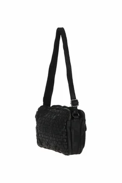 Shoulder Bags*Ashwood Leather Perfezione' Three Section Vintage Woven Leather Shoulder Bag Black