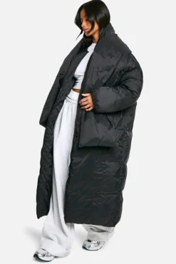Up To 80% Off Winter Warmers|Puffer Jackets*boohoo Petite 2 In 1 Longline Scarf Puffer Jacket black