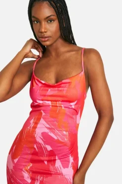 Bodycon Dresses|Maxi Dresses*boohoo Petite Abstract Cowl Maxi Dress pink