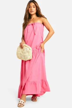Smock Dresses*boohoo Petite Bandeau Trapeze Maxi Dress pink
