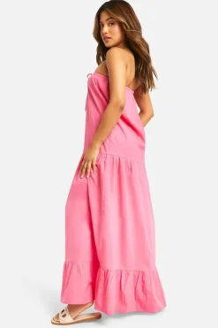 Smock Dresses*boohoo Petite Bandeau Trapeze Maxi Dress pink
