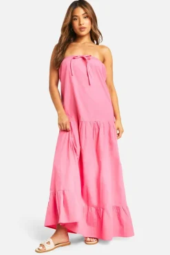 Smock Dresses*boohoo Petite Bandeau Trapeze Maxi Dress pink