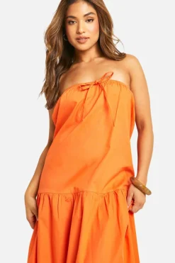 Smock Dresses*boohoo Petite Bandeau Trapeze Maxi Dress orange
