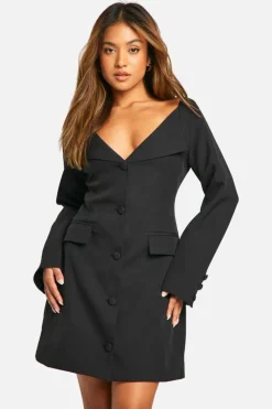 Blazer Dresses|Suits & Tailoring*boohoo Petite Bardot Blazer Dress black