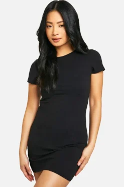 Bodycon Dresses*boohoo Petite Basic Cotton Crew Neck Bodycon Dress black