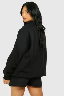 Sweatshirts|Hoodies & Sweatshirts*boohoo Petite Basic Oversized Half Zip Sweatshirt black