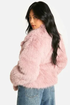 Up To 80% Off Winter Warmers|Faux Fur Coats*boohoo Petite Belted Faux Fur Jacket pale pink