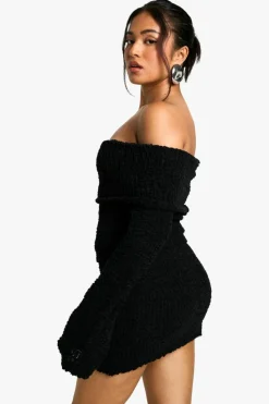 Jumpers|Jumpers & Cardigans*boohoo Petite Boucle Bardot Cropped Jumper black