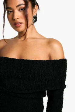 Jumpers|Jumpers & Cardigans*boohoo Petite Boucle Bardot Cropped Jumper black