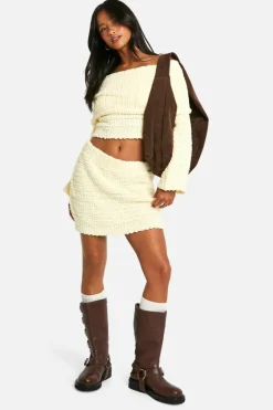 Jumpers|Jumpers & Cardigans*boohoo Petite Boucle Bardot Cropped Jumper butter