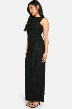 Maxi Dresses*boohoo Petite Burnout Floral Tie Twist Maxi Dress black