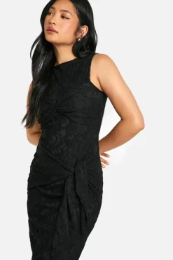 Maxi Dresses*boohoo Petite Burnout Floral Tie Twist Maxi Dress black