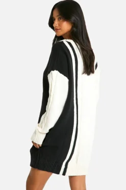 Jumper Dresses|Jumper Dresses*boohoo Petite Cable Knit Panel Detail Jumper Dress cream