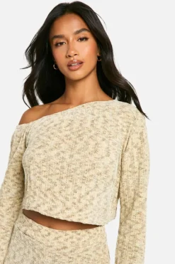 Jumpers|Jumpers & Cardigans*boohoo Petite Chenille Off Shoulder Jumper ash grey