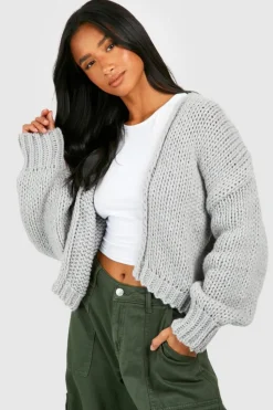 Cardigans*boohoo Petite Chunky Cardigan grey