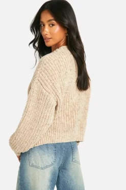 Cardigans*boohoo Petite Chunky Knit Cardigan stone