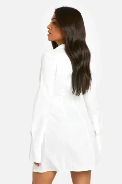 Shirt Dresses*boohoo Petite Cinched Shirt Dress white