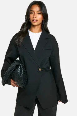 Up To 80% Off Winter Warmers|Suits & Tailoring*boohoo Petite Cinched Waist Blazer black