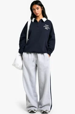 Sweatshirts|Hoodies & Sweatshirts*boohoo Petite Contrast Collar Embroidered Oversized Sweatshirt navy