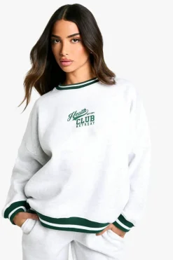 Sweatshirts|Hoodies & Sweatshirts*boohoo Petite Contrast Rib Embroidered Sweatshirt grey