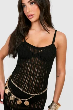 Jumper Dresses|Jumper Dresses*boohoo Petite Crochet Frayed Hem Beach Dress black