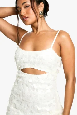 Bodycon Dresses*boohoo Petite Disc Sequin Cut Out Mini Dress white