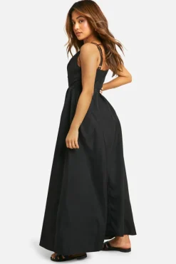 Smock Dresses*boohoo Petite Double Strap Maxi Dress black