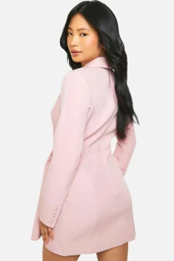 Blazer Dresses|Wrap Dresses*boohoo Petite Drape Detail Wrap Blazer Dress blush