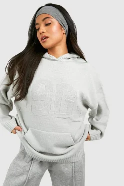 Jumpers|Dsgn Studio*boohoo Petite Dsgn Knitted Hoodie grey