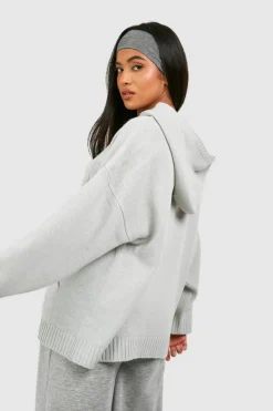 Jumpers|Dsgn Studio*boohoo Petite Dsgn Knitted Hoodie grey