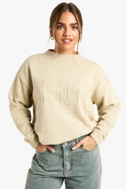 Jumpers|Up To 80% Off Winter Warmers*boohoo Petite DSGN Knitted Marl Reverse Stitch Jumper stone