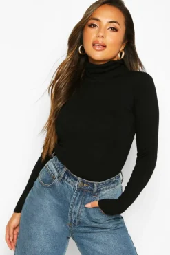 Jumpers|Knitwear*boohoo Petite Fine Knit Roll Neck Jumper black