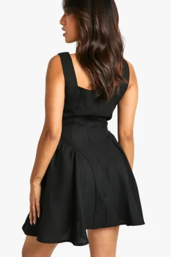 Skater Dresses|Mini Dresses*boohoo Petite Fitted Skater Dress black