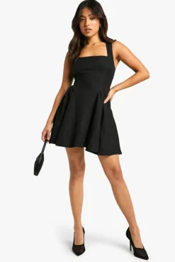 Skater Dresses|Mini Dresses*boohoo Petite Fitted Skater Dress black