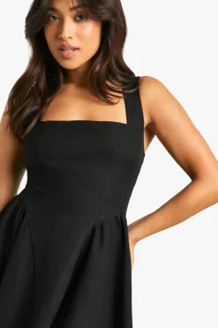 Skater Dresses|Mini Dresses*boohoo Petite Fitted Skater Dress black