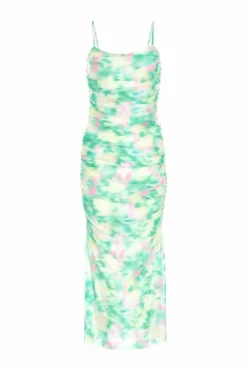 Midi Dresses*Quiz Petite Floral Abstract Mesh Midi Dress Green