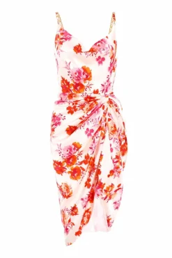 Midi Dresses*Quiz Petite Floral Ruched Midi Dress Orange
