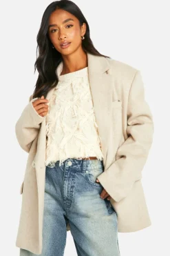 Jumpers|Jumpers & Cardigans*boohoo Petite Fringe Detail Crop Knitted Jumper ivory