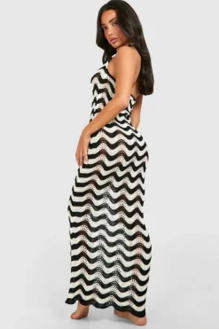 Jumper Dresses|Jumper Dresses*boohoo Petite Halter Neck Knit Maxi Dress black_ecru