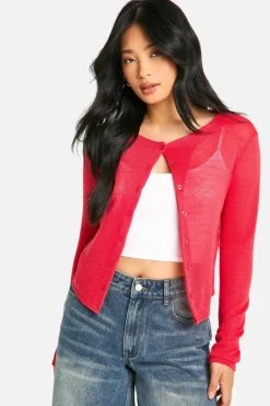Cardigans*boohoo Petite High Neck Cardigan red