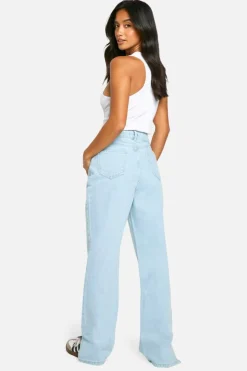 Up To 80% Off Winter Warmers|Jeans*boohoo Petite High Waist Split Hem Jeans light blue