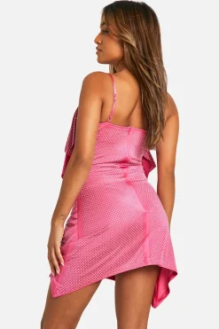 Mini Dresses|Dresses*boohoo Petite Hot Fix Draped Mini Dress hot pink