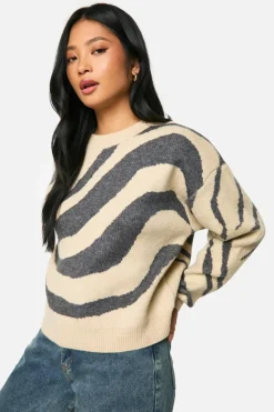 Jumpers*boohoo Petite Jacquard Swirl Knitted Jumper sand