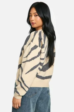 Jumpers*boohoo Petite Jacquard Swirl Knitted Jumper sand