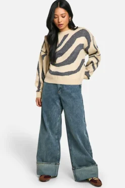 Jumpers*boohoo Petite Jacquard Swirl Knitted Jumper sand