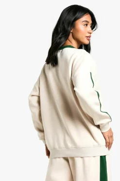 Sweatshirts|Athleisure*boohoo Petite LA Side Stripe Sweatshirt ecru