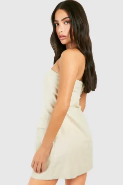Blazer Dresses*boohoo Petite Linen Look Bandeau Blazer Dress natural
