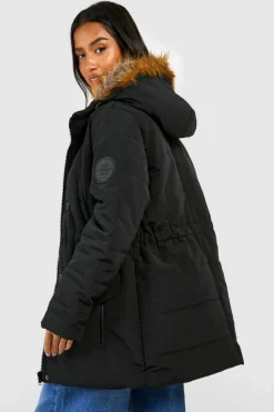 Up To 80% Off Winter Warmers|Long Coats*boohoo Petite Luxe Mountaineering Parka Coat black