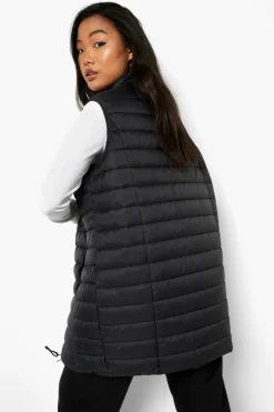 Up To 80% Off Winter Warmers|Long Coats*boohoo Petite Midi Funnel Neck Gilet black